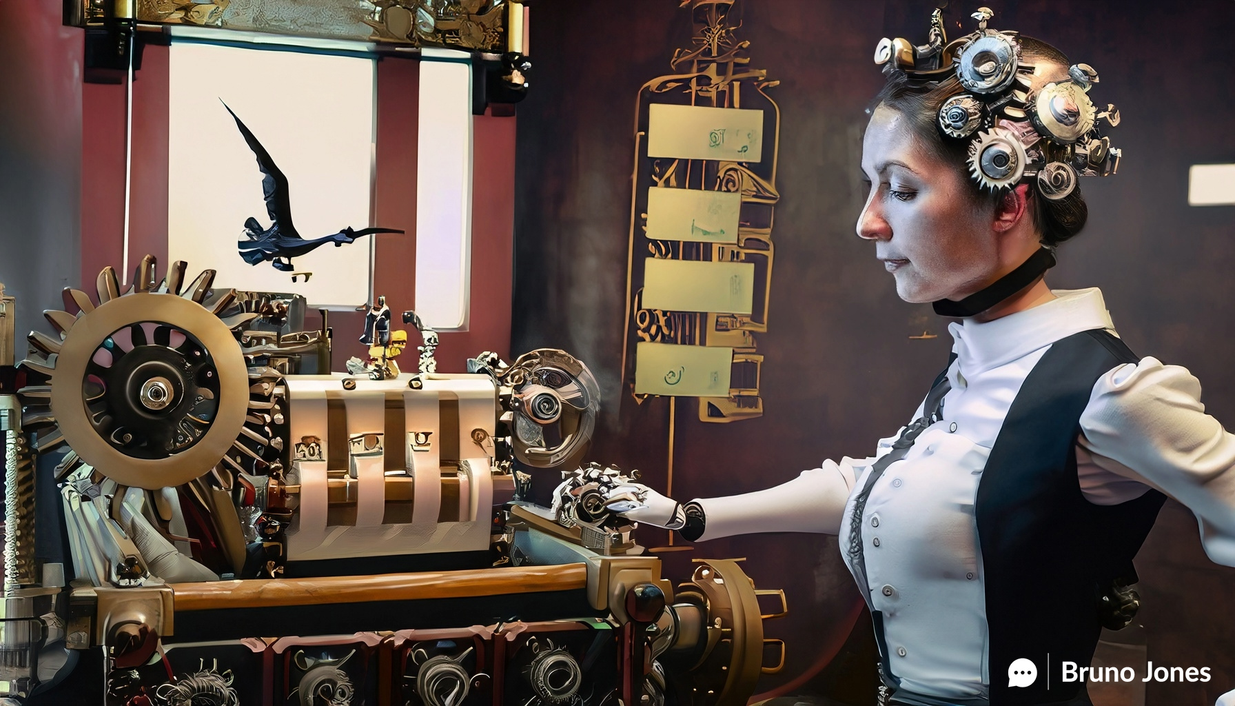 Steampunk-themed Lifetime Value Engine operated by a man in Victorian attire, calculating metrics for the Customer Lifetime Value Calculator.